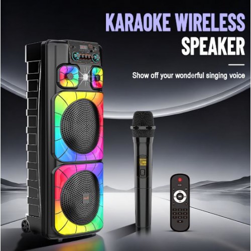 Портативна акумуляторна Bluetooth колонка Sing-E ZQS12213, 80 Вт, 2×12", висота 94 см, з мікрофоном