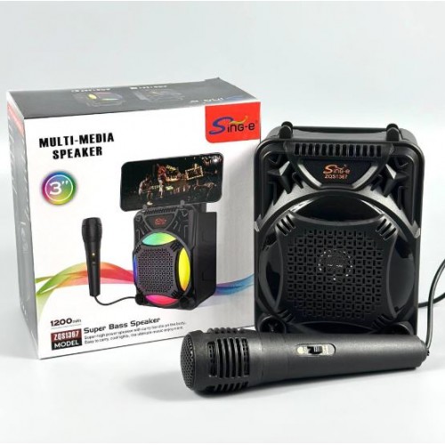 Портативна акумуляторна Bluetooth колонка Sing-E ZQS1367 Mini, 8 Вт, 1×3", висота 17 см, з мікрофоном