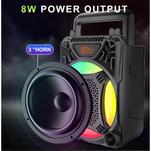 Портативна акумуляторна Bluetooth колонка Sing-E ZQS1367 Mini, 8 Вт, 1×3", висота 17 см, з мікрофоном