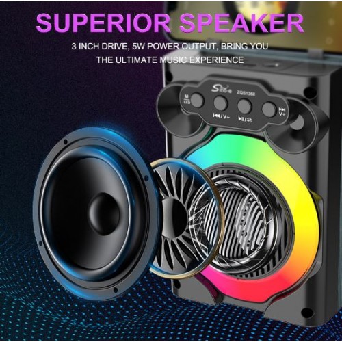 Портативна акумуляторна Bluetooth колонка Sing-E ZQS1368 Mini, 8 Вт, 1×3", висота 19 см, з мікрофоном