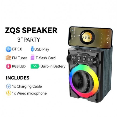 Портативна акумуляторна Bluetooth колонка Sing-E ZQS1368 Mini, 8 Вт, 1×3", висота 19 см, з мікрофоном