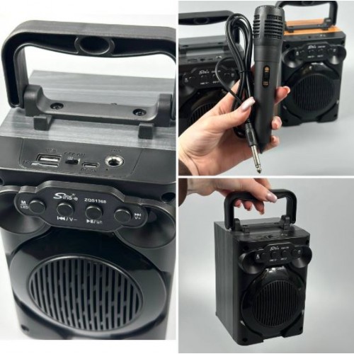 Портативна акумуляторна Bluetooth колонка Sing-E ZQS1368 Mini, 8 Вт, 1×3", висота 19 см, з мікрофоном