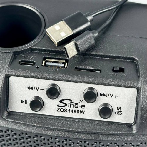 Портативна акумуляторна Bluetooth колонка Sing-E ZQS1490W, 10 Вт, 1×4", висота 19 см, з мікрофоном