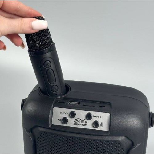 Портативна акумуляторна Bluetooth колонка Sing-E ZQS1490W, 10 Вт, 1×4", висота 19 см, з мікрофоном