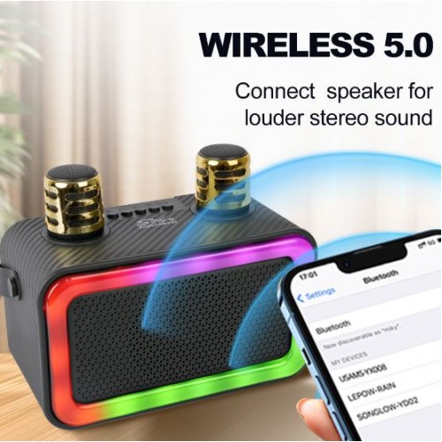 Портативна акумуляторна Bluetooth колонка Sing-E ZQS1491W Mini, 10 Вт, 1×4", висота 24 см, з 2 мікрофонами