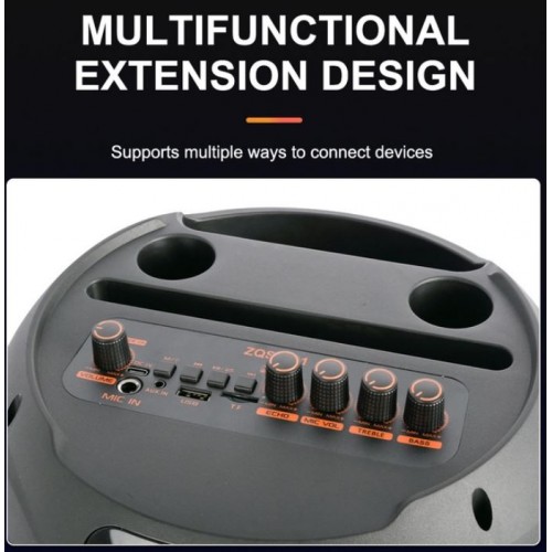 Портативна акумуляторна Bluetooth колонка Sing-E ZQS2801, 40 Вт, 2×8", висота 75 см, з 1 мікрофоном