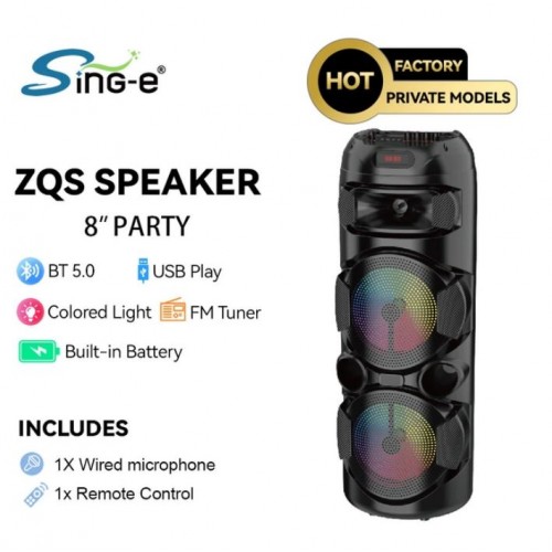Портативна акумуляторна Bluetooth колонка Sing-E ZQS2801, 40 Вт, 2×8", висота 75 см, з 1 мікрофоном