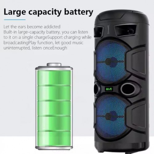 Портативна акумуляторна Bluetooth колонка Sing-E ZQS2806, 20 Вт, 2×8", висота 64 см, з 1 мікрофоном