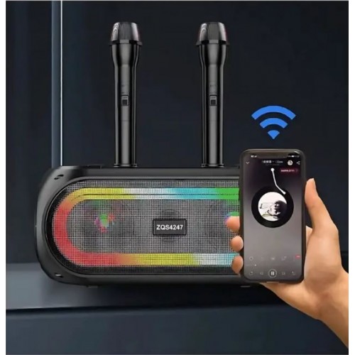 Портативна акумуляторна Bluetooth колонка Sing-E ZQS4247, 16 Вт, 2×4", висота 16 см, з 2 мікрофонами