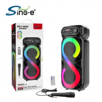 Портативна акумуляторна Bluetooth колонка Sing-E ZQS4270M, 16 Вт, 2×4", висота 41 см, з 1 мікрофоном