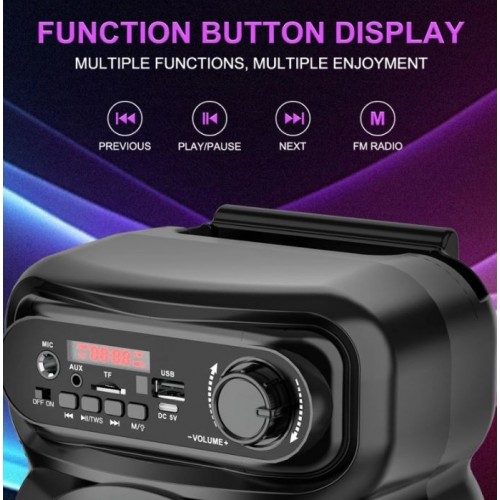 Портативна акумуляторна Bluetooth колонка Sing-E ZQS4270M, 16 Вт, 2×4", висота 41 см, з 1 мікрофоном