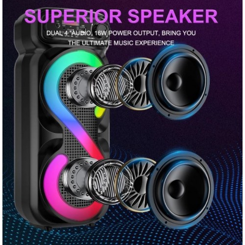 Портативна акумуляторна Bluetooth колонка Sing-E ZQS4270M, 16 Вт, 2×4", висота 41 см, з 1 мікрофоном