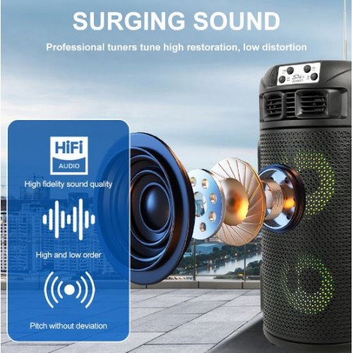 Портативна акумуляторна Bluetooth колонка із сонячною панеллю Sing-E ZQS4275, 16 Вт, 2х4", висота 33 см
