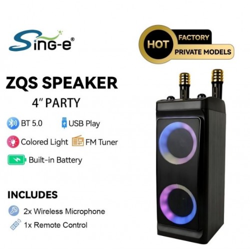 Портативна акумуляторна Bluetooth колонка Sing-E ZQS4290, 50 Вт, 2×4", висота 50 см, з 2 мікрофонами
