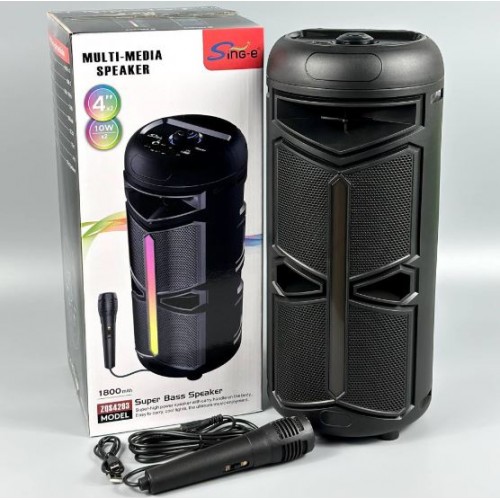 Портативна акумуляторна Bluetooth колонка Sing-E ZQS4293, 20 Вт, 2×4", висота 40 см, з 1 мікрофоном