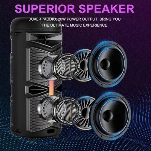 Портативна акумуляторна Bluetooth колонка Sing-E ZQS4293, 20 Вт, 2×4", висота 40 см, з 1 мікрофоном