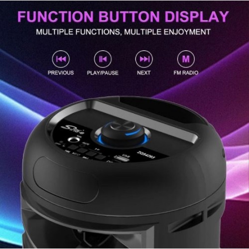 Портативна акумуляторна Bluetooth колонка Sing-E ZQS4293, 20 Вт, 2×4", висота 40 см, з 1 мікрофоном