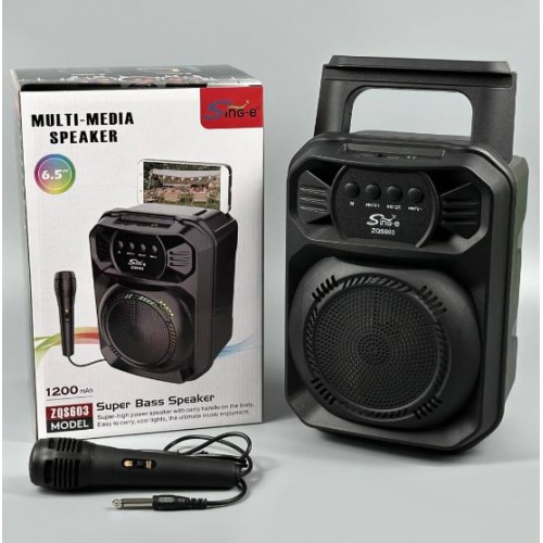 Портативна акумуляторна Bluetooth колонка Sing-E ZQS603, 10 Вт, 1×6.5", висота 27 см, з мікрофоном