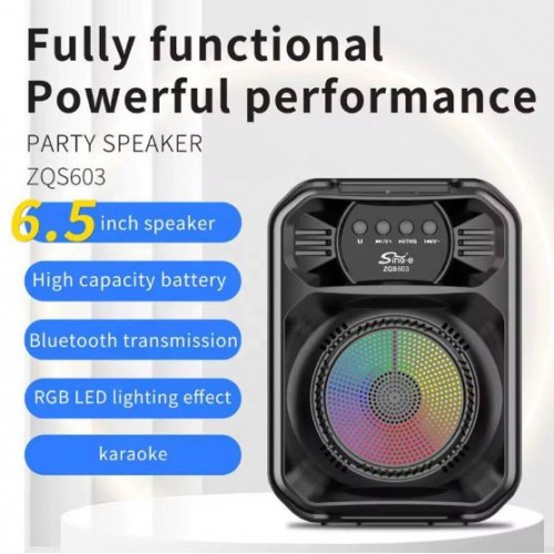 Портативна акумуляторна Bluetooth колонка Sing-E ZQS603, 10 Вт, 1×6.5", висота 27 см, з мікрофоном