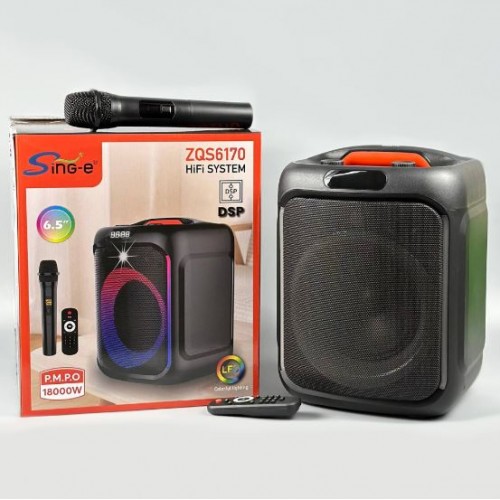 Портативна акумуляторна Bluetooth колонка Sing-E ZQS6170, 40 Вт, 1×6.5", висота 33 см, з мікрофоном