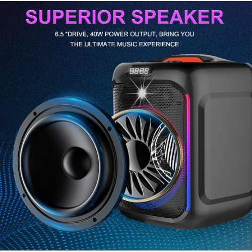 Портативна акумуляторна Bluetooth колонка Sing-E ZQS6170, 40 Вт, 1×6.5", висота 33 см, з мікрофоном