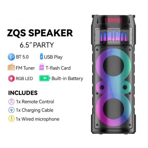 Портативна акумуляторна Bluetooth колонка Sing-E JQS6221, 30 Вт, 2×6.5", висота 61 см, з 1 мікрофоном