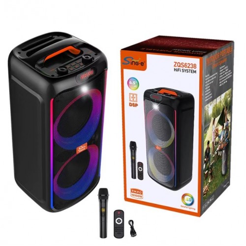 Портативна акумуляторна Bluetooth колонка Sing-E ZQS6238, 40 Вт, 2×6.5", висота 54 см, з 1 мікрофоном