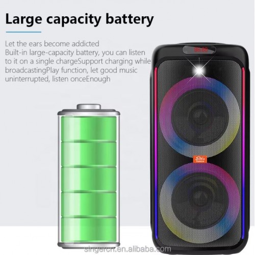 Портативна акумуляторна Bluetooth колонка Sing-E ZQS6238, 40 Вт, 2×6.5", висота 54 см, з 1 мікрофоном
