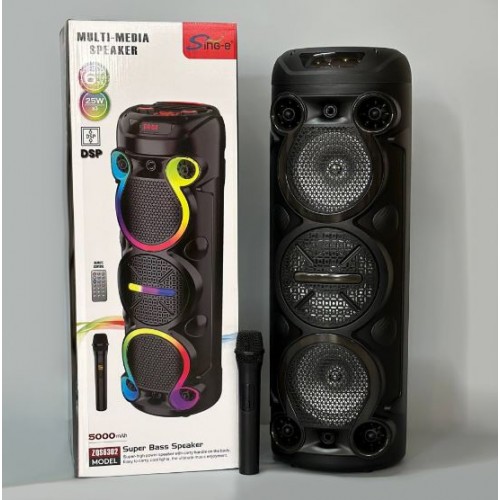 Портативна акумуляторна Bluetooth колонка Sing-E ZQS6302, 75 Вт, 3×6", висота 73 см, з мікрофоном