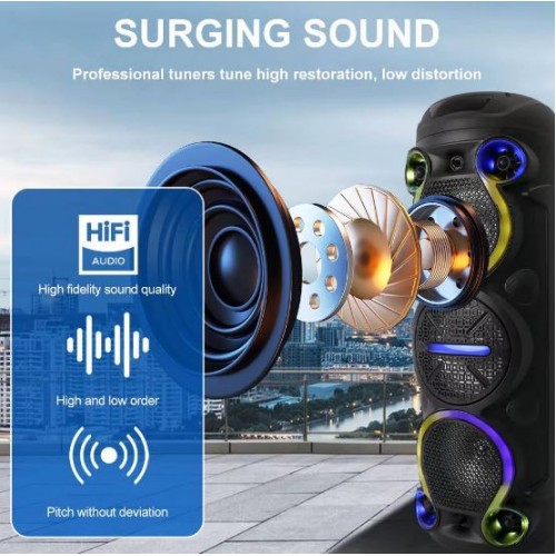 Портативна акумуляторна Bluetooth колонка Sing-E ZQS6302, 75 Вт, 3×6", висота 73 см, з мікрофоном