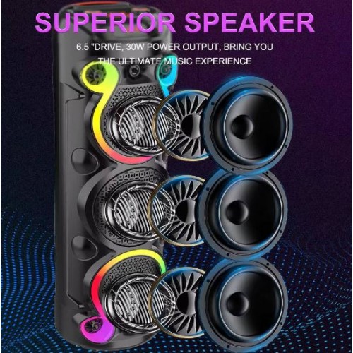 Портативна акумуляторна Bluetooth колонка Sing-E ZQS6302, 75 Вт, 3×6", висота 73 см, з мікрофоном