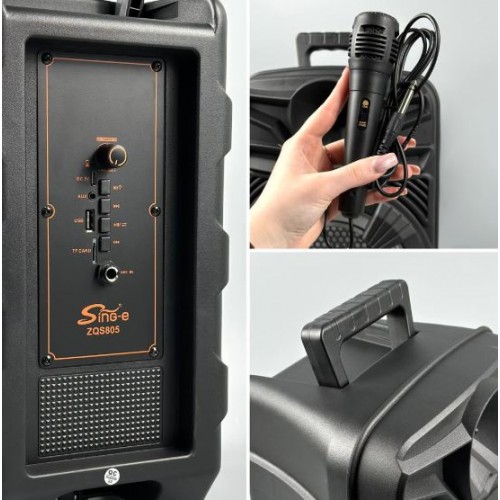 Портативна акумуляторна Bluetooth колонка Sing-E ZQS805, 20 Вт, 1×8", висота 37 см, з мікрофоном