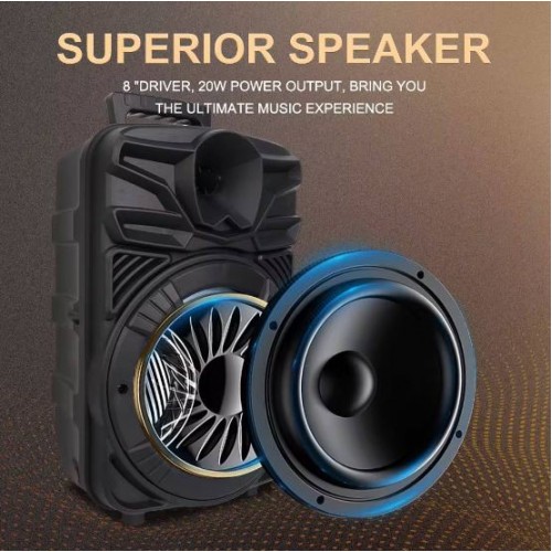 Портативна акумуляторна Bluetooth колонка Sing-E ZQS805, 20 Вт, 1×8", висота 37 см, з мікрофоном