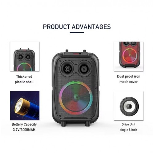 Портативна акумуляторна Bluetooth колонка Sing-E ZQS8120, 20 Вт, 1×8", висота 41 см, з 1 мікрофоном