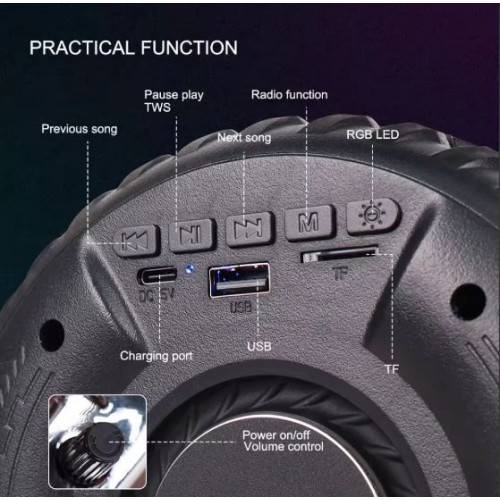 Портативна акумуляторна Bluetooth колонка Sing-E ZQS-818, 20 Вт, 1х3", висота 18 см