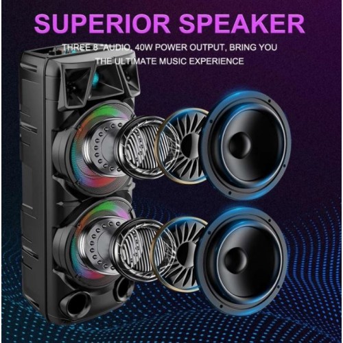 Портативна акумуляторна Bluetooth колонка Sing-E ZQS8210, 40 Вт, 2×8", висота 72 см, з 1 мікрофоном