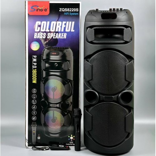 Портативна акумуляторна Bluetooth колонка Sing-E ZQS8220S, 40 Вт, 2×8", висота 80 см, з 1 мікрофоном