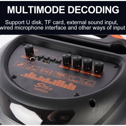 Портативна акумуляторна Bluetooth колонка Sing-E ZQS8221, 60 Вт, 2×8", висота 80 см, з 1 мікрофоном