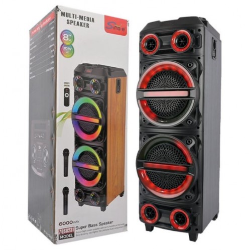 Портативна акумуляторна Bluetooth колонка Sing-E ZQS8231, 60 Вт, 2×8", висота 90 см, з 2 мікрофонами