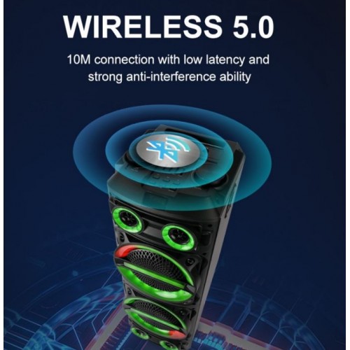 Портативна акумуляторна Bluetooth колонка Sing-E ZQS8231, 60 Вт, 2×8", висота 90 см, з 2 мікрофонами