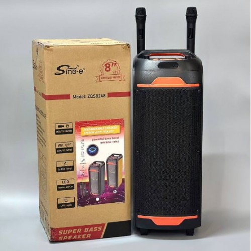 Портативна акумуляторна Bluetooth колонка Sing-E ZQS8248, 50 Вт, 2×8", висота 77 см, з 2 мікрофонами