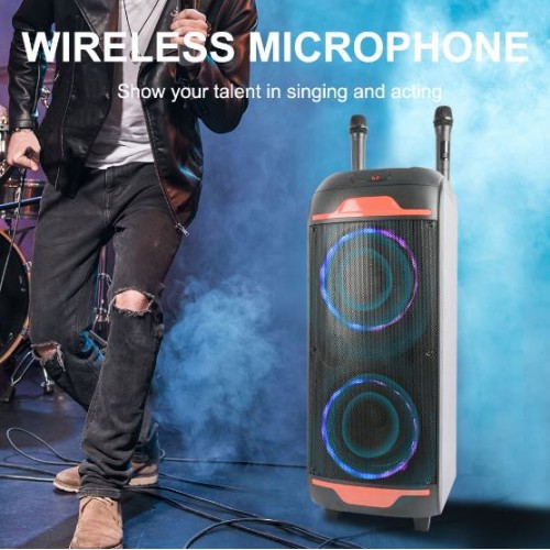 Портативна акумуляторна Bluetooth колонка Sing-E ZQS8248, 50 Вт, 2×8", висота 77 см, з 2 мікрофонами