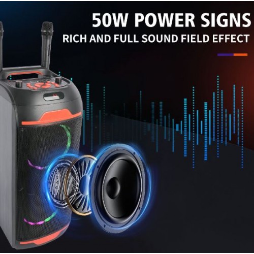Портативна акумуляторна Bluetooth колонка Sing-E ZQS8248, 50 Вт, 2×8", висота 77 см, з 2 мікрофонами