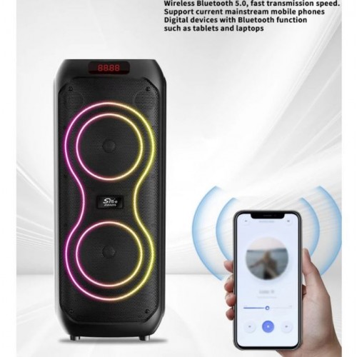 Портативна акумуляторна Bluetooth колонка Sing-E ZQS8255, 40 Вт, 2×8", висота 48 см, з 1 мікрофоном