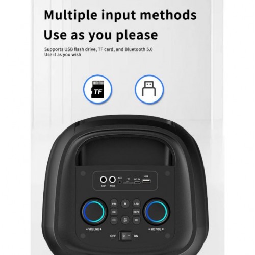 Портативна акумуляторна Bluetooth колонка Sing-E ZQS8255, 40 Вт, 2×8", висота 48 см, з 1 мікрофоном