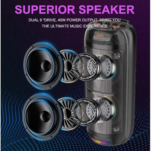 Портативна акумуляторна Bluetooth колонка Sing-E ZQS8270, 40 Вт, 2×8", висота 66 см, з 1 мікрофоном
