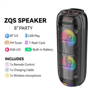 Портативна акумуляторна Bluetooth колонка Sing-E ZQS8270, 40 Вт, 2×8", висота 66 см, з 1 мікрофоном
