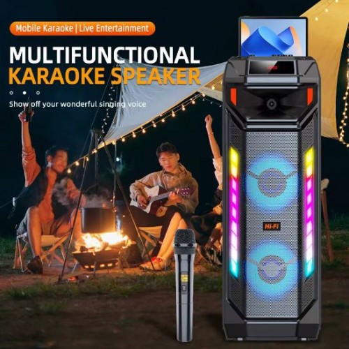 Портативна акумуляторна Bluetooth колонка Sing-E ZQS8271, 40 Вт, 2×8", висота 81 см, з 1 мікрофоном