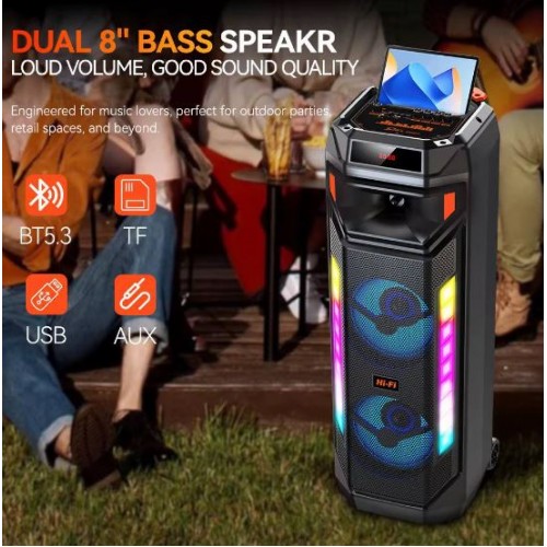 Портативна акумуляторна Bluetooth колонка Sing-E ZQS8271, 40 Вт, 2×8", висота 81 см, з 1 мікрофоном