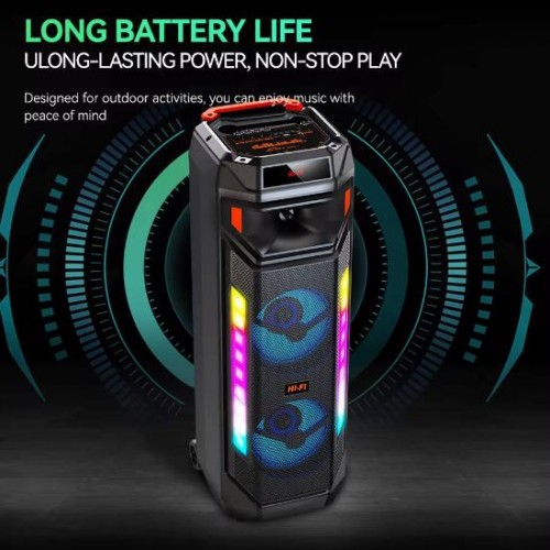 Портативна акумуляторна Bluetooth колонка Sing-E ZQS8271, 40 Вт, 2×8", висота 81 см, з 1 мікрофоном
